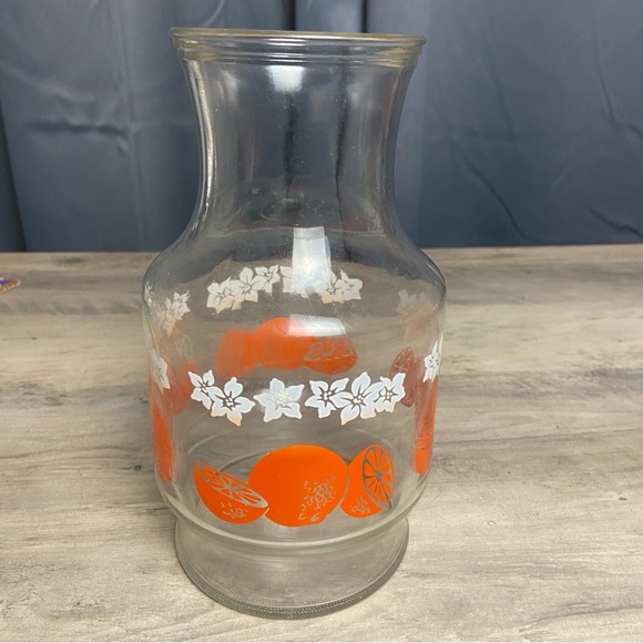 Other - Vintage Anchor Hocking Orange Juice Jar Container - Oranges & White Blossoms 2qt